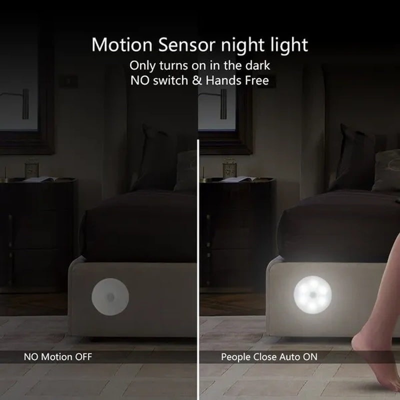 Rechargeable USB Motion Sensor Night Light Smart Motion Detection LED Closet Cabinet Lights LED Emergency Recharging Lights for Bedroom Kitchen Hallways Bathroom for Halloween Christmas Birthday Family Party Making Atmosphere Lights (1/2/3/6 Pack)