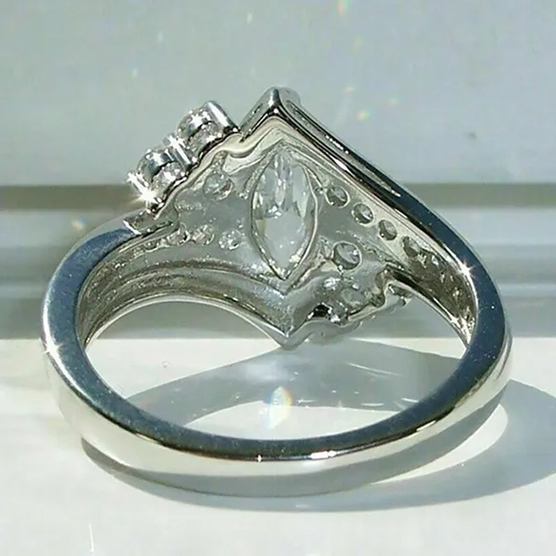 925 Sterling Silver Diamond Ring Fashion Women Marquise Ring Bridal Wedding Fine Jewelry Daily Casual Accessories