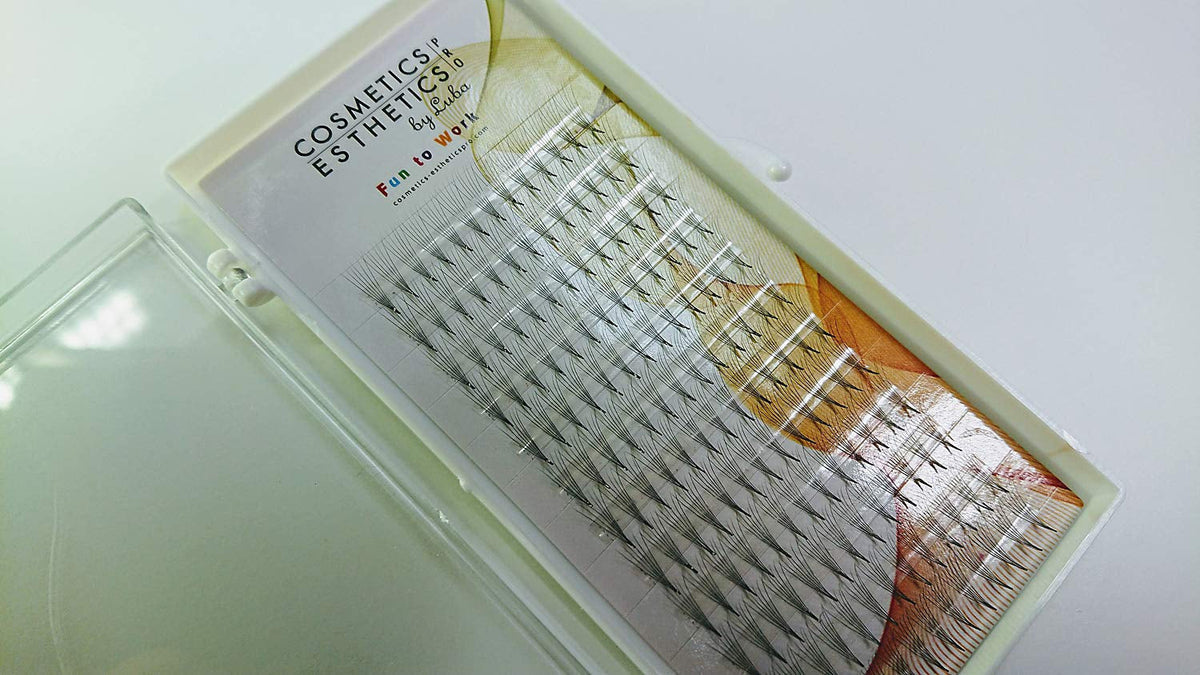 Set of 7 Trays: Eyelash Extensions Premade Russian Volume Individual Fans 6D, 0.05 Thickness, 8Mm (C Curl), 9Mm (C Curl), 10Mm (D Curl), 11Mm (D Curl), 12Mm (D Curl), 13Mm (D Curl) & 14Mm (D Curl)
