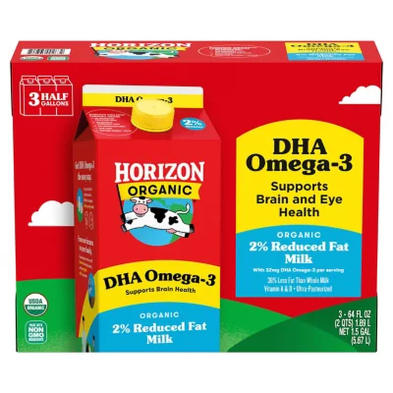 Horizon Organic 2% Reduced Fat Milk with DHA Omega-3 3 Ct.