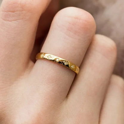 Trendy Gold Color Ring Bride Wedding Jewelry for Women Rings White Zircon Engagement Party Band Anniversary Gift