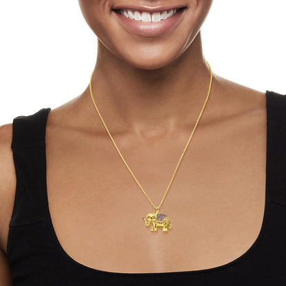 0.50 Ct. T.W. Multicolored Sapphire Elephant Pendant Necklace in 18Kt Gold over Sterling. 18 Inches
