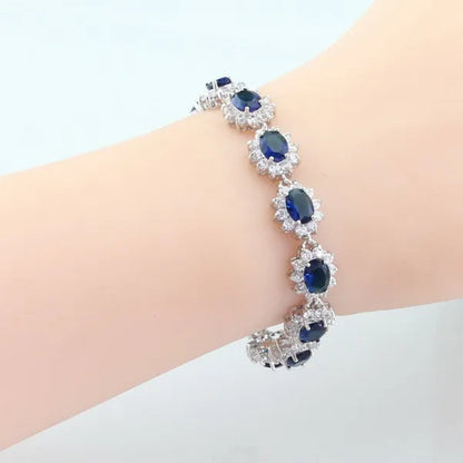 Flower Shaped Women Blue Pendant Rings Earrings Bracelet