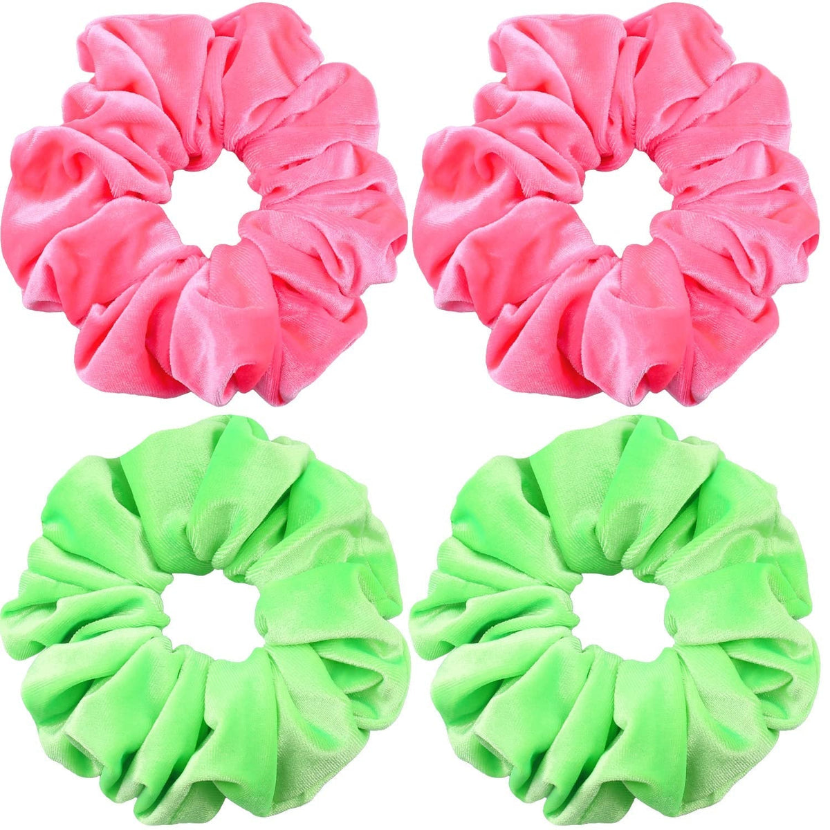 Extra Large Neon Scrunchies for Hair 80S, Premium Velvet Soft Jumbo Scrunchy, XL 6 Inch Big Elastic Band Women and Girls Hair Accessories, 4 Pack, Neon