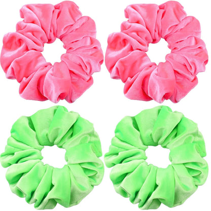 Extra Large Neon Scrunchies for Hair 80S, Premium Velvet Soft Jumbo Scrunchy, XL 6 Inch Big Elastic Band Women and Girls Hair Accessories, 4 Pack, Neon