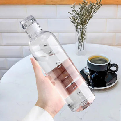 500/ 750ml PC Plastic Water Bottle with Time Marker Creative Large Capacity Leakproof Drink Bottle Gym Sport Water Bottles