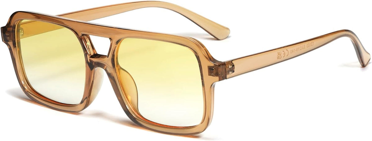Retro 70s Square Aviator Sunglasses for Women Men Vintage Trendy Rectangle Sun Glasses VL9816