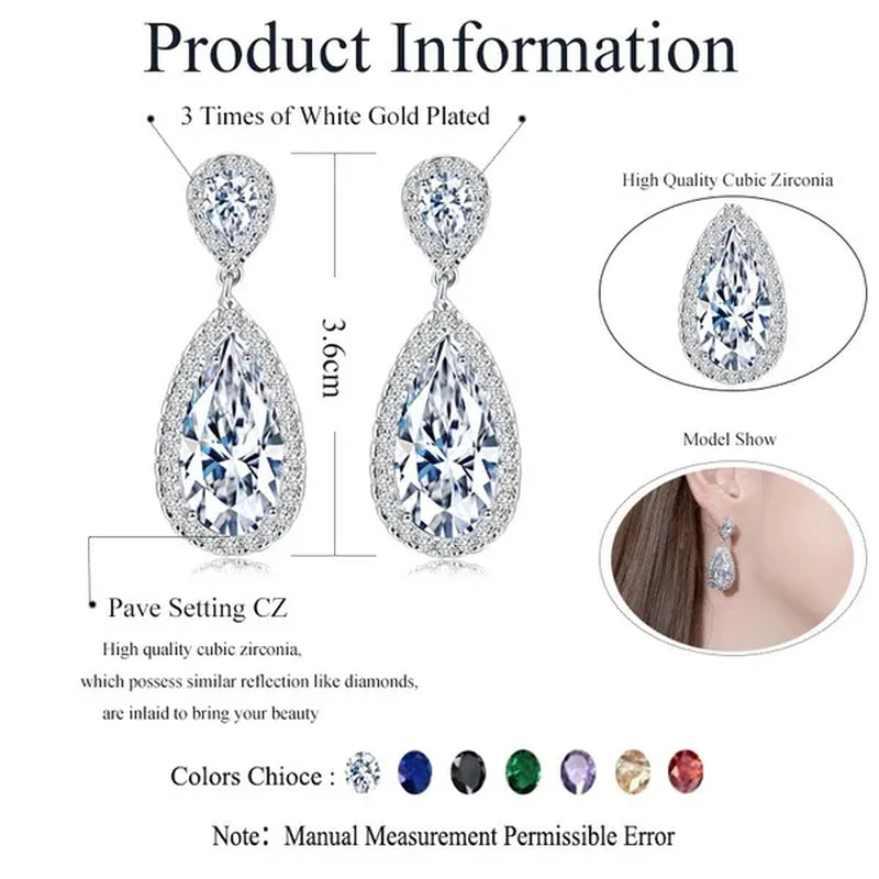 GLORIYA Luxury Wedding Party Jewelry Romantic Purple Crystal Big Tear Drop Earrings For Bridal Dress Accessories