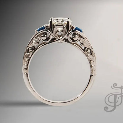 Retro Women's   Ring Princess Cut Diamond Sapphire Antique Proposal Gift Rings Bridal Wedding Band Anniversary Christmas Party Jewelry （Size: 5-11）