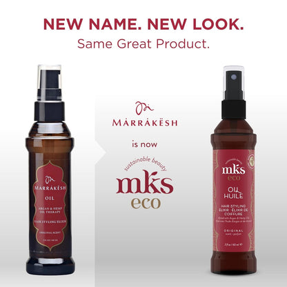 MKS Eco Oil - Hair Styling Elixir - Moroccan Argan Oil, Hemp Seed Oil - Moisturize & Nourish Hair, Control Frizz, Increase Smoothness - Vegan & Cruelty Free
