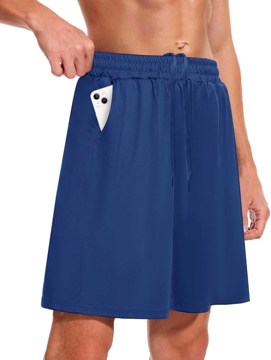 Men'S Athletic Gym Shorts - Quick Dry Black Casual Basketball Shorts with Pockets for Running Workout Activewear