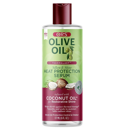Olive Oil Heat Protection Hair Serum Infused with Coconut Oil for Restorative Shine - 6 Ounces (Pack of 1)