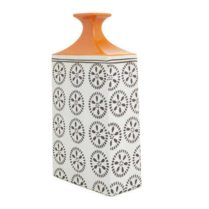White Ceramic Floral Decorative Vase with Orange Tops