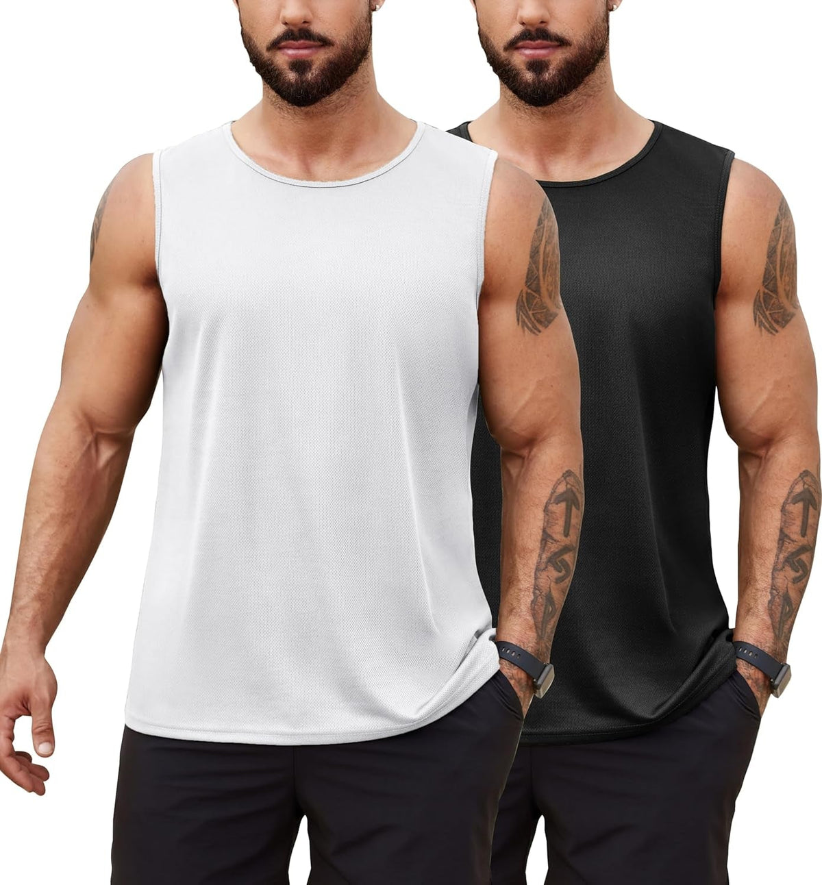 Men'S 2 Pack Muscle Sleeveless Shirt Dry Fit Workout Gym Tank Tops