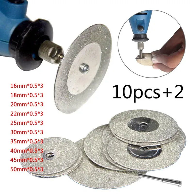 New 1 Pack  12 Pcs Hot Tool Mini Cutting Disc For Rotory Accessories Diamond Grinding Wheel Rotary Circular Saw Blade Abrasive Diamond Disc