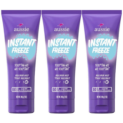 Instant Freeze Sculpting Hair Gel, Maximum Hold, No Flaking, Long-Lasting, with Jojoba Oil, Sea Kelp, Australian Aloe, Frizz Control, Citrus Floral Scent, 7 Fl Oz Triple Pack