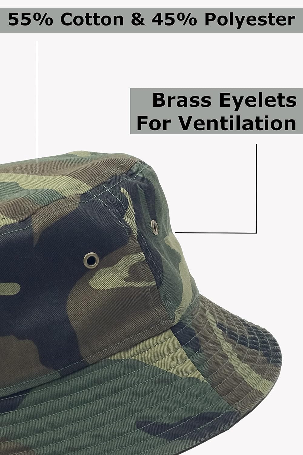 Bucket Hat 100% Cotton & Denim Lightweight Packable Outdoor Summer Beach Fishing Sun Hat
