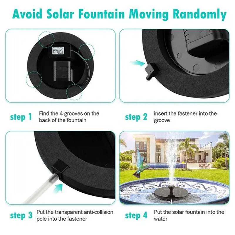 2023 Upgrade Solar Bird Bath Fountain Pump,Solar Fountain with 6 Nozzle, Free Standing Floating Solar Powered Water Fountain Pump for Bird Bath, Garden, Pond, Pool, Outdoor