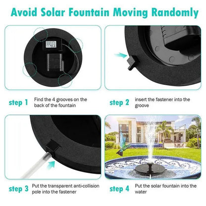 2023 Upgrade Solar Bird Bath Fountain Pump,Solar Fountain with 6 Nozzle, Free Standing Floating Solar Powered Water Fountain Pump for Bird Bath, Garden, Pond, Pool, Outdoor