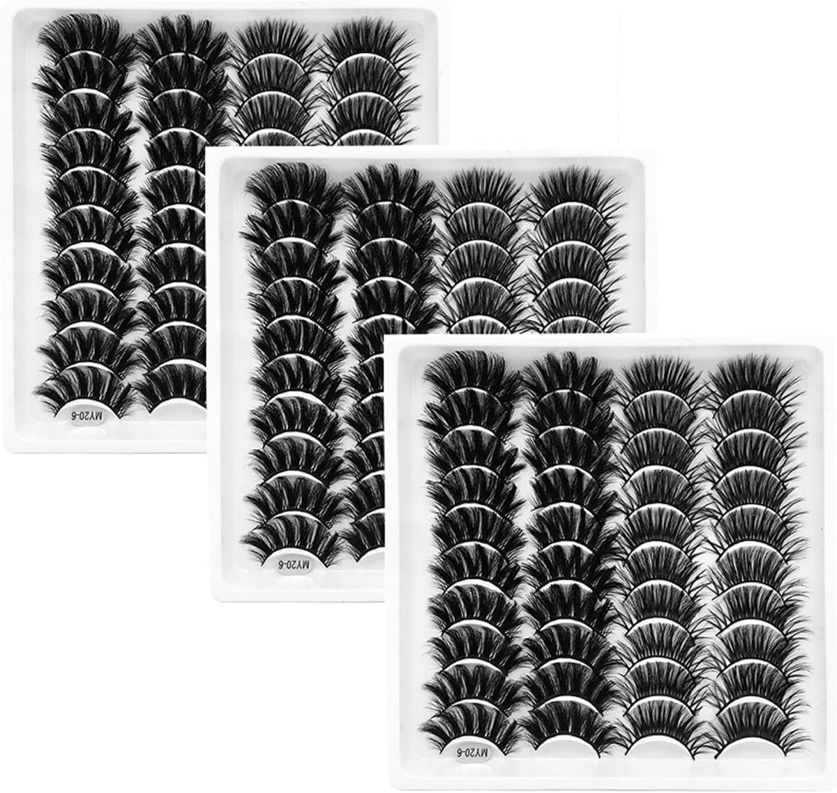 60 Pairs Fluffy Wispy False Eyelashes Natural Look Russian Strip Lashes 8D Curly Effect Reusable Fake Eyelashes Soft Eyes Lash Multipack,M06