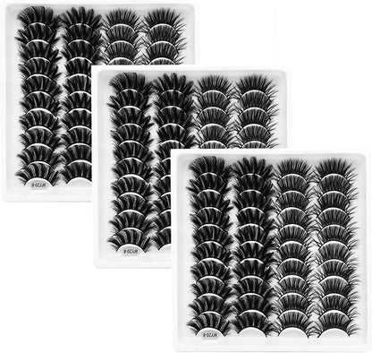 60 Pairs Fluffy Wispy False Eyelashes Natural Look Russian Strip Lashes 8D Curly Effect Reusable Fake Eyelashes Soft Eyes Lash Multipack,M06
