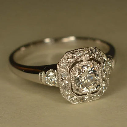 925 sterling silver Art Deco Inspired CZ Diamond  White Sapphire Wedding Ring for Women Bridal Jewelry