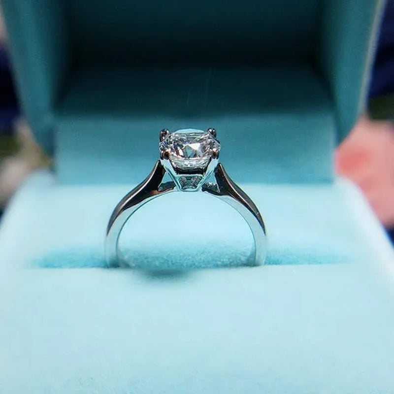 14K White Gold Rings for Women 2.0Ct round Cut Zirconia Diamond Solitaire Ring Wedding Band Engagement Bridal