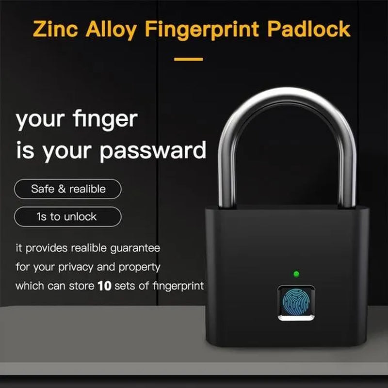 Fingerprint Padlock Smart Keyless USB Rechargeable Door Lock IP56 Waterproof USB Rechargeable-2/1PCS