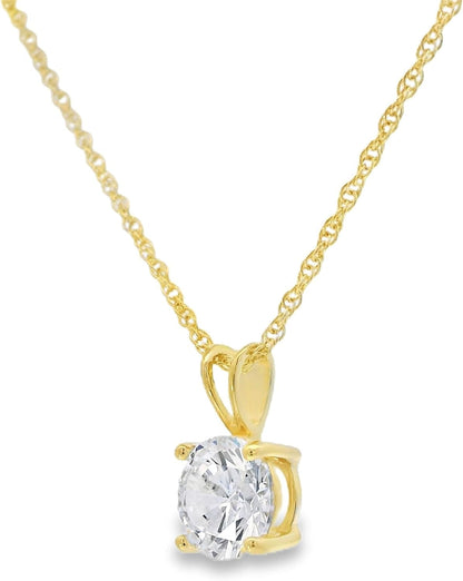 Plated Sterling Silver Cubic Zirconia round Cut Solitaire Pendant Necklace, 18" (Previously Amazon Collection)