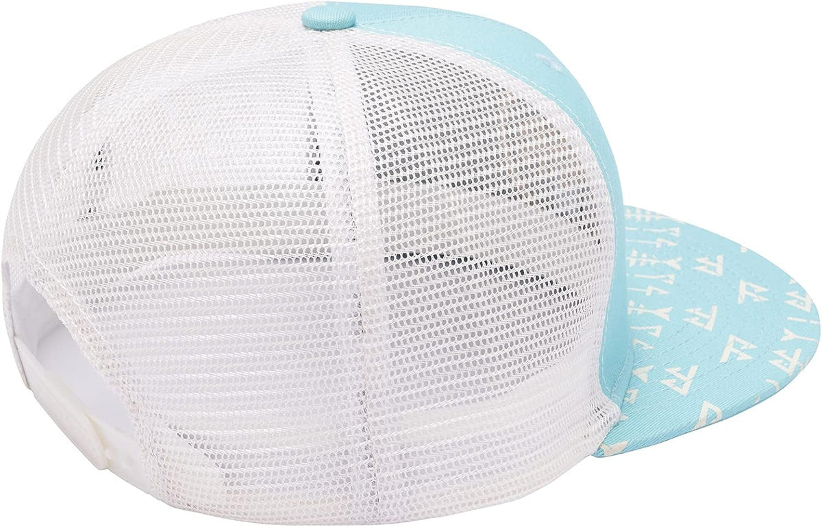 Flat Brim Trucker Cap Adjustable Snapback Hat Mesh Back for Men Women