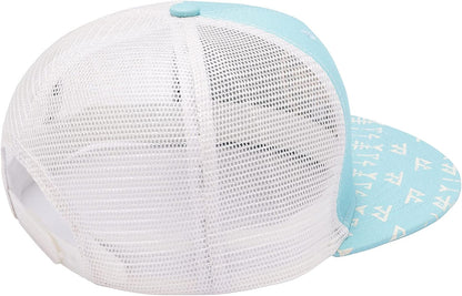 Flat Brim Trucker Cap Adjustable Snapback Hat Mesh Back for Men Women