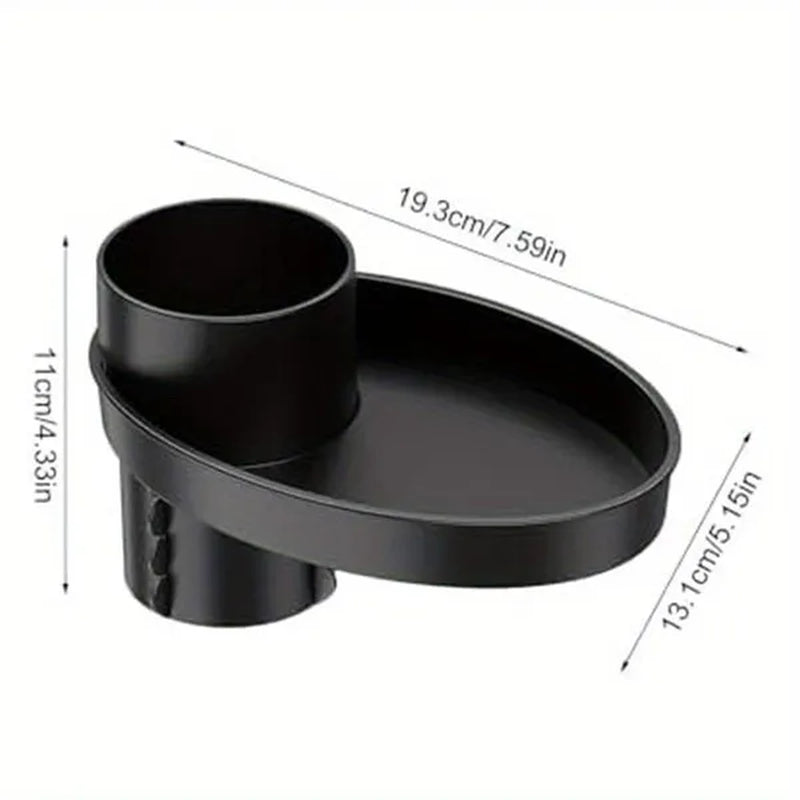 1pc Car Seat Snack Tray, Portable Cup Holder Plate, Toddler Car Seat Cup Holder Food Tray with Expandable Base, Cup Holder Tray for Car Seats, 360° Rotatable Car Seat Tray for Kids Travel