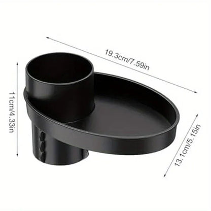 1pc Car Seat Snack Tray, Portable Cup Holder Plate, Toddler Car Seat Cup Holder Food Tray with Expandable Base, Cup Holder Tray for Car Seats, 360° Rotatable Car Seat Tray for Kids Travel
