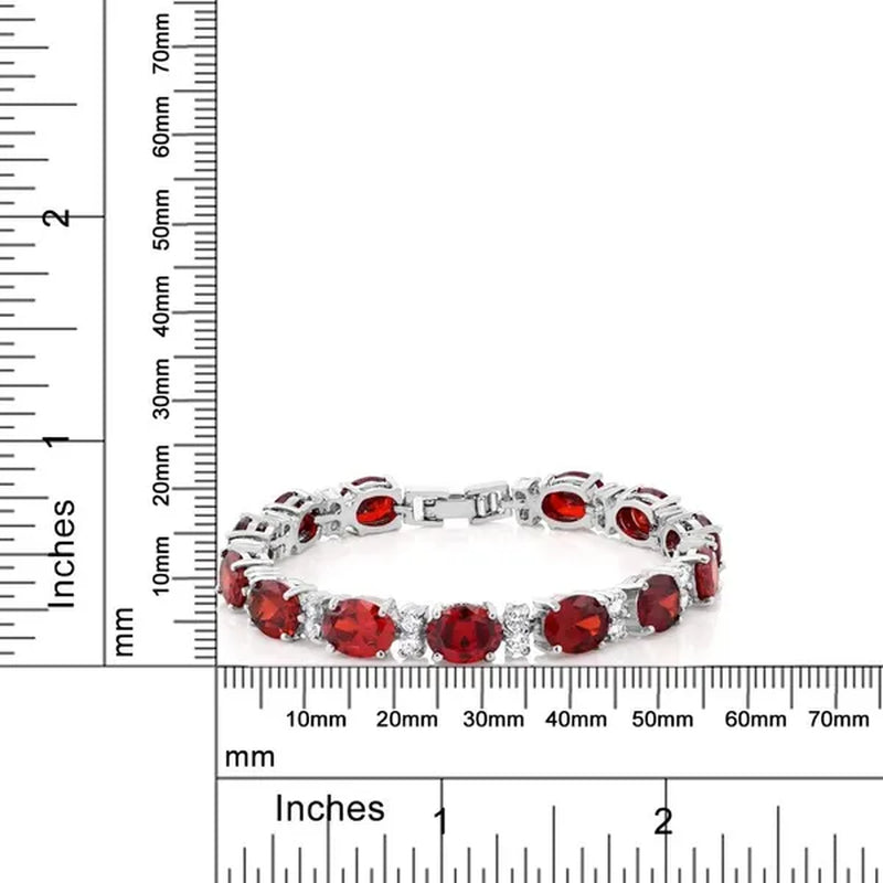 Gem Stone King 925 Sterling Silver Gorgeous Oval and Round Sparkling Cubic Zirconia CZ Tennis Bracelet Jewelry Gift