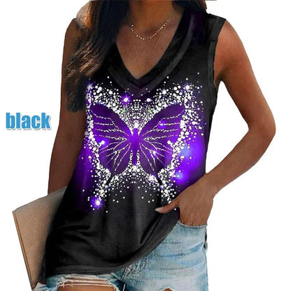 Ethnic Style Multi-pattern Print Sleeveless T-shirt Women's Vest V-neck Casual Loose Shirts Blouse Tank Top Camisoles