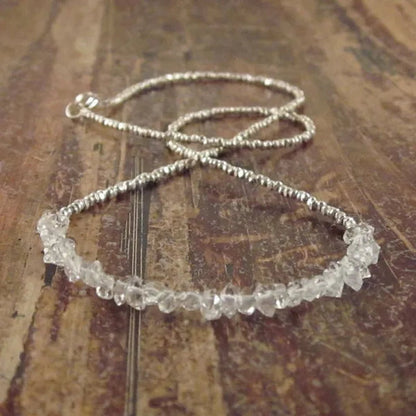 Herkimer Diamond Necklace Herkimer Necklace April Birthstone Necklace Herkimer Diamond Necklaces Raw Crystal Beaded Necklaces
