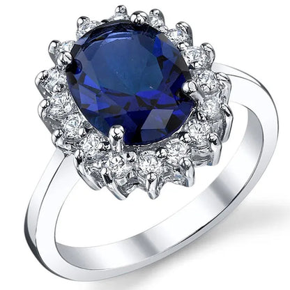 Women's Sterling Silver Kate Middleton 3Ct. Engagement Ring Sapphire Blue Cubic Zirconia