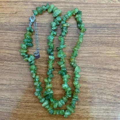Genuine Green Peridot Natural Gemstone Chips Women Elegant Jewelry Necklace 18"