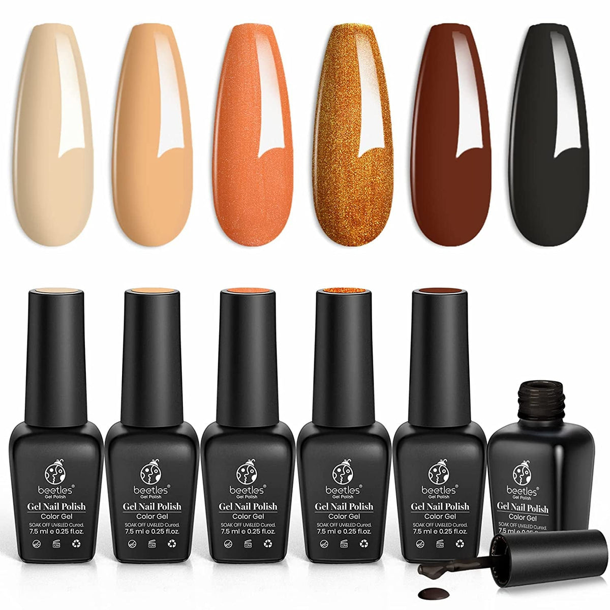 Nail Set 6 Colors Sandstorm Collection Nude Pink Peach Brown Natural Manicure Kit Soak Off Uv Led Lamp Needed for Women Gift Diy Home