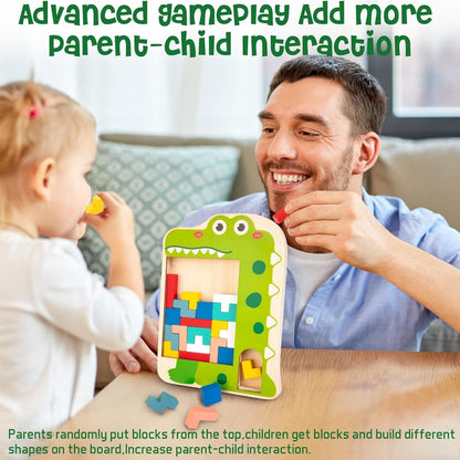 Wooden Blocks Puzzle Brain Toy for Kids Montessori STEM Educational Toy Pattern Blocks Gift for 3 4 5 6 7 Year Old Boys Girls