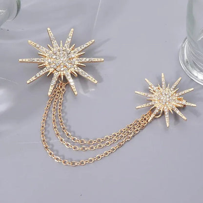 Snowflake Shaped Brooch Alloy Tassel Chain Brooch Lady Jewelry Accessory