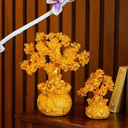 Resin Citrine Feng Shui Money Tree Lucky Tree Home Decoration Ornament Festival Holiday Gifts Bring Wealth
