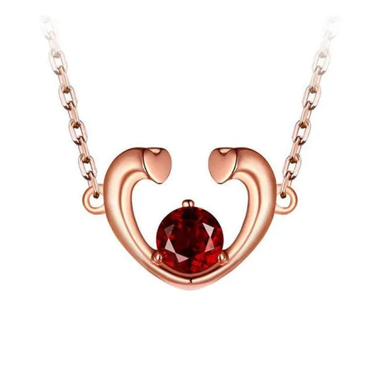 Majesty Diamonds MDS170304 0.5 CT Round Red Garnet Fancy Pendant Necklace in .925 Sterling Silver with 18K