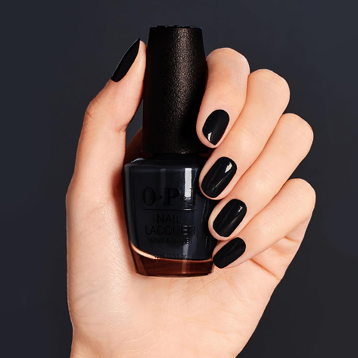 OPI Nail Lacquer, Opaque & Vibrant Crème Finish Black Nail Polish, Up to 7 Days of Wear, Chip Resistant & Fast Drying, Black Onyx, 0.5 fl oz