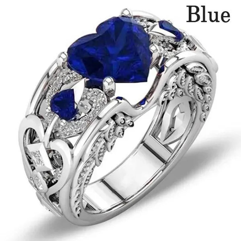 Exquisite Women's Fashion Zircon Silver Ring Anniversary Gift Engagement Bridal Wedding Jewelry Rings for Women Size 5-11