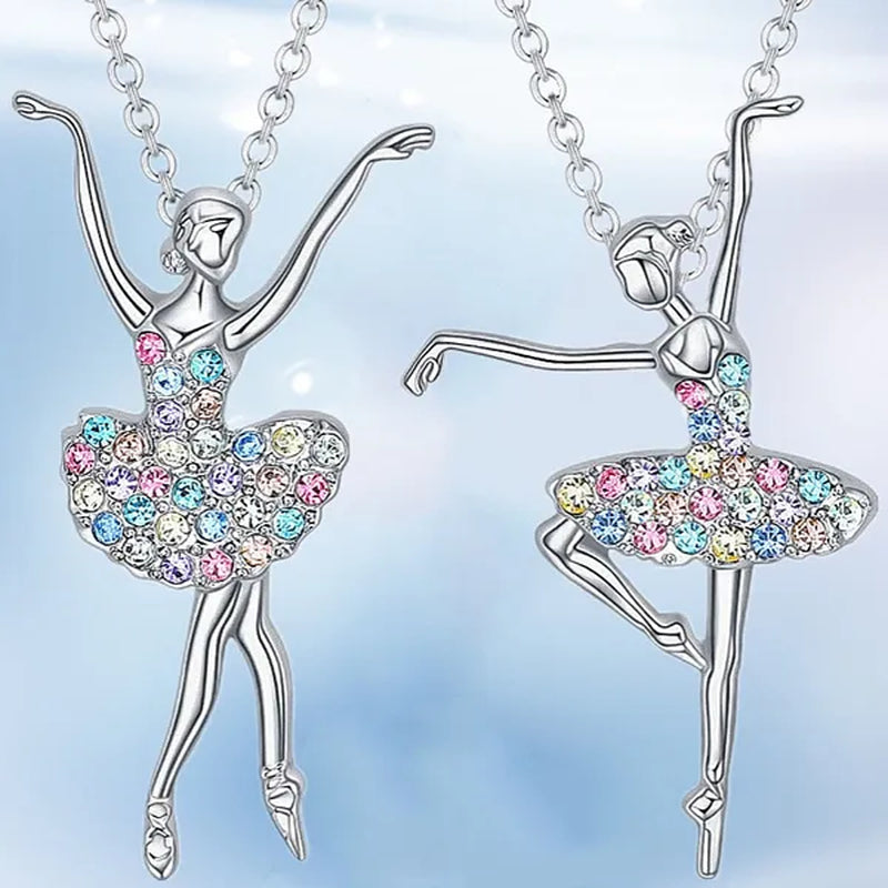 Elegant Fashion Creative Girl Necklace Ballet Sister Necklace Gift Suitable for Female Personality Creative Rainbow Dancer Dance Friendship Pendant Necklace Jewelry Suitable for Sister Friend Birthday Party Jewelry Anniversary Gift