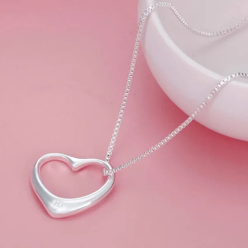 Fashion Jewelry Exquisite Women's 925 Sterling Silver Charm Heart Bracelets Necklaces for Wedding Party Christmas Gift Jewelry Set