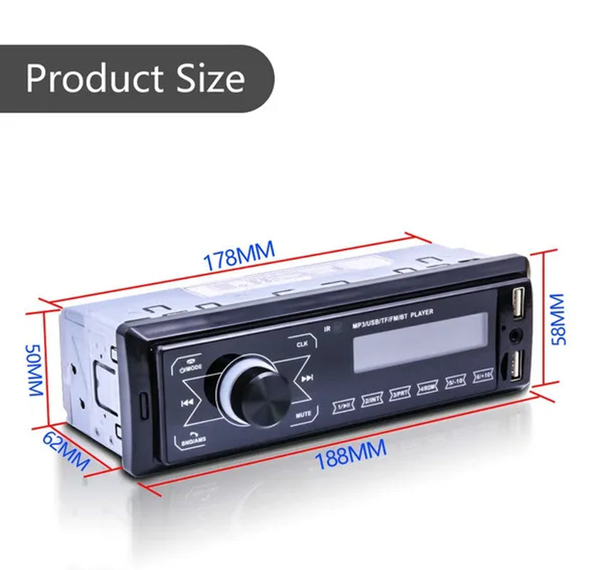 Podofo Autoradio 12V 1Din Car Radio Bluetooth Car Stereo In-Dash Car Audio Phone AUX-IN Fm/Usb/Radio Remote Control MP3 Player