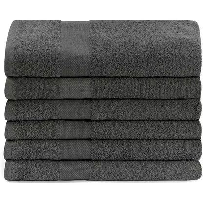 6-Piece Gray Highly Absorbent Cotton Quick Drying Bath Towel Set
