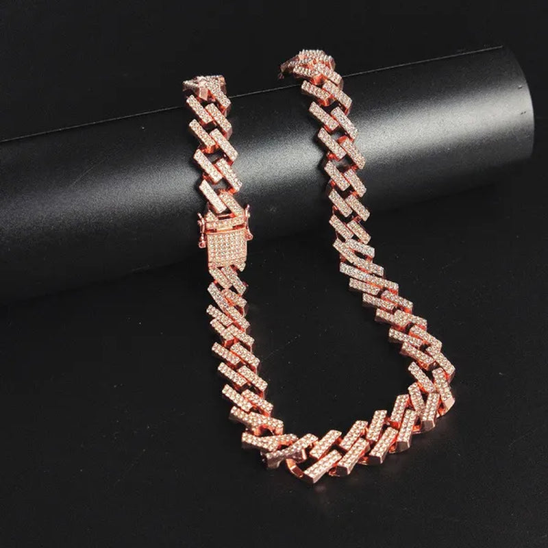 Fashion Men Necklace Diamond Necklace Bracelet Miami Cuban Link Chain Necklace Punk Jewelry Size: 8-30 Inch